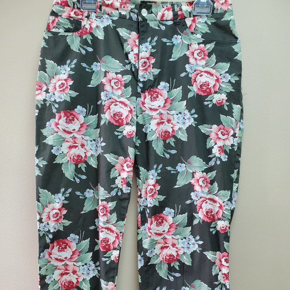 Ralph Lauren Moss Stretch Pink Rose Floral Jeans